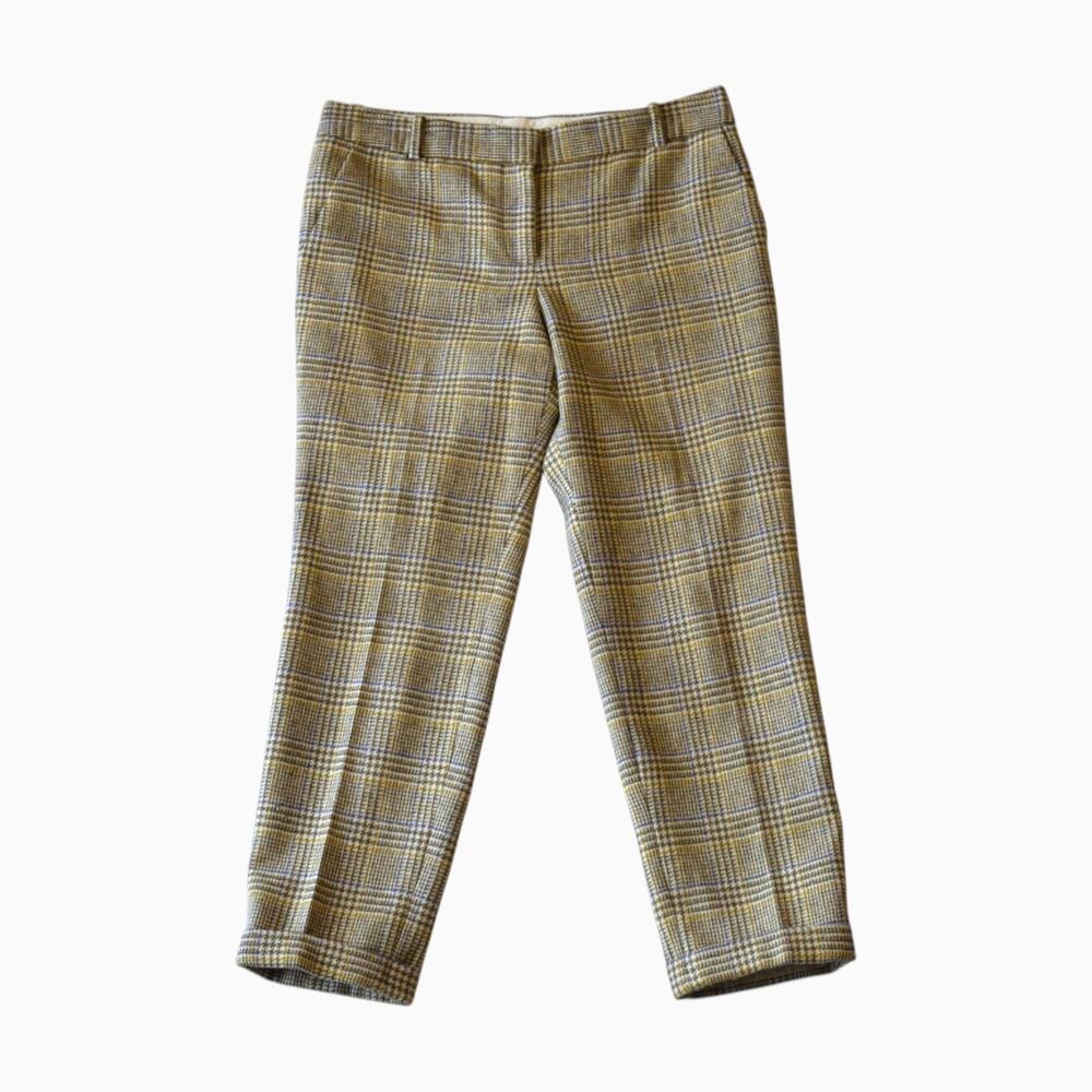 J. Crew Brown Plaid Wool Cafe Capri Pants Size 6